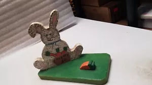 Wooden Rabbit with Carrots for Sale Baxket Figurine (M) - Picture 1 of 6