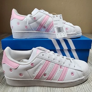 Adidas Superstar J Pink Floral/White Size 7Y New IG7015 - Picture 1 of 10