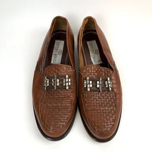 Vittorio Virgili Men's Size 42 Tan Weaved Leather Loafer Shoes Italy US Sz 9 - Picture 1 of 6