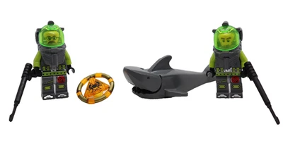 2) Atlantis Diver Lot W/ Shark Key Atlantis 7985 8078 LEGO® Minifigure Figure - Image 1 of 4