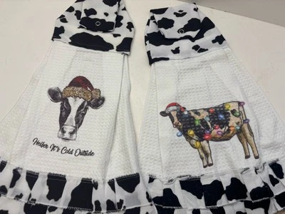 Juego de 2 toallas de té de vaca plisadas/a presión tejido gofre nuevo sin etiquetas Foto 1 de 4