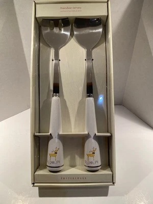 Pottery Barn Reindeer Servers - Spoon & Fork - Rudolph - New in Box - with  Tag - Image 1 of 2