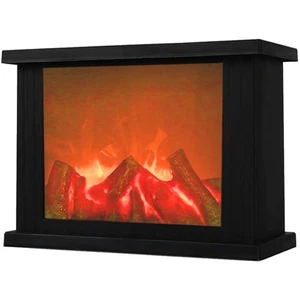 Tragbare dekorative Kaminlaterne - Schwarz, flammenlose LED, Timerfunktion - Bild 1 von 6