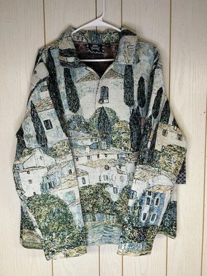 Talla L NUEVO CON ETIQUETAS REBEL VENGEANCE Hombres Tapiz Chaqueta Gustav Klimt's "Kirche in Cassone" Foto 1 de 4