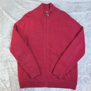 LL Bean Suéter Para Hombres Extra Grande Rojo Cremallera Completa Forrada Algodón Chaqueta Bolsillos Informal - Imagen 1 de 13