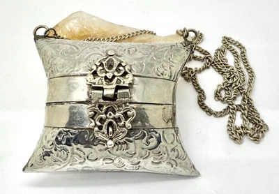 Antique/ Vintage Silver Plated Puffy Pillow Purse - Image 1 of 4