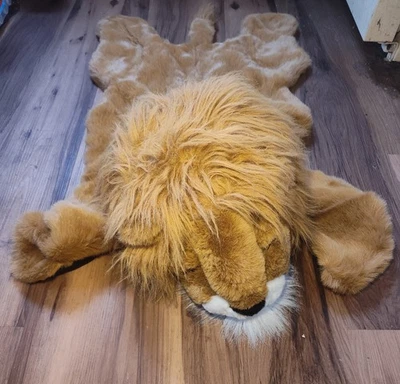 PJ Toys Plush Lion Rug 44" x 22" Faux Animal Skin Play Mat Nursery Safari Theme - Image 1 of 4