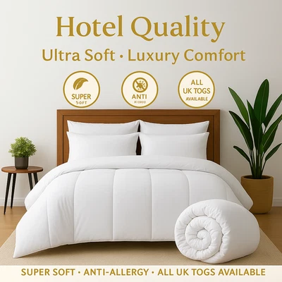 HOTEL QUALITY DUVET QUILT EXTRA WARM WINTER QUILT ANTI-ALLERGY All TOG UK SIZES - Image 1 of 4