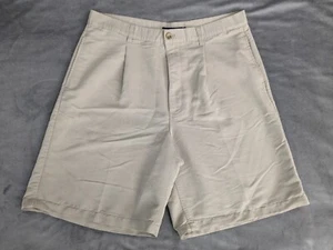 Chaps Golf Shorts Khaki/Tan Pleated Button Front Rayon Blend, sz 36 - Picture 1 of 11