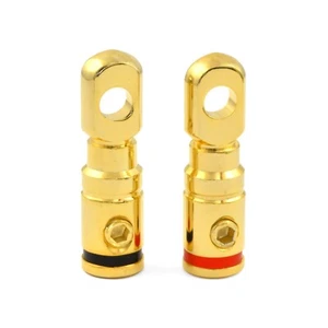 4 or 8 Gauge AWG Gold Plated Set Screw Power or Ground Ring Terminal (Pair) - Picture 1 of 4