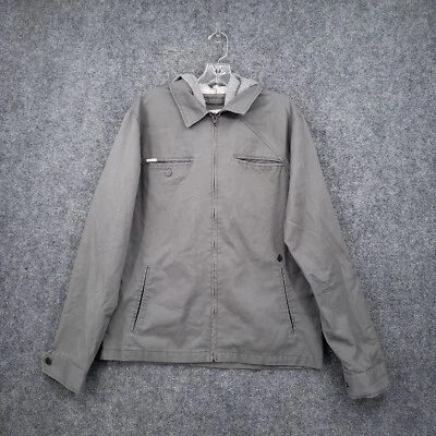 Volcom Jacket Men M Medium Gray Faceted Full Zip Hooded Bomber Long Sleeve Twill - Image 1 of 4