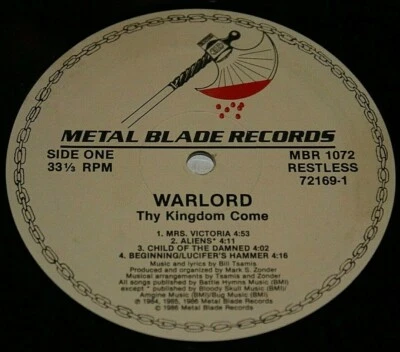 Warlord Thy Kingdom Come 1986 Редкая Первая Пресса Mbr 1072 Только Запись Без Обложки - Изображение 1 из 4