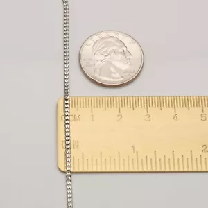 14K massives Weißgold kubanische Halskette Kette 2 mm 16-24 Zoll - runde Panzerkette Damen Herren - Bild 1 von 3