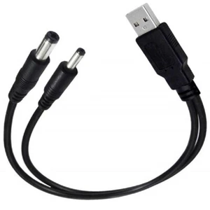 USB Male to DC Power 5.5 x 2.1mm 3.5 x 1.35mm Male 2 in 1 Splitter Charger Cable - Picture 1 of 7