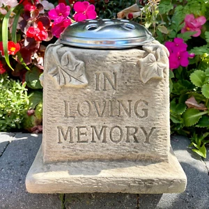 Stone Memorial Grave Vase In Loving Memory Antique Grey Flower Pot Ornament Gift - Picture 1 of 8