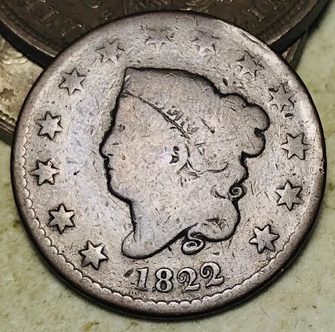 1822 Large Cent Coronet Head Matron 1C Ungraded US Copper Coin CC17301 Cover