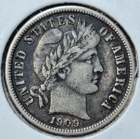1909 P Barber Dime, XF Cover