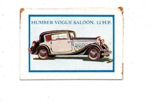 D.C.THOMPSON TRADE CARD MOTOR CARS 1934 HUMBER VOGUE SALOON 12 H.P. - Picture 1 of 2