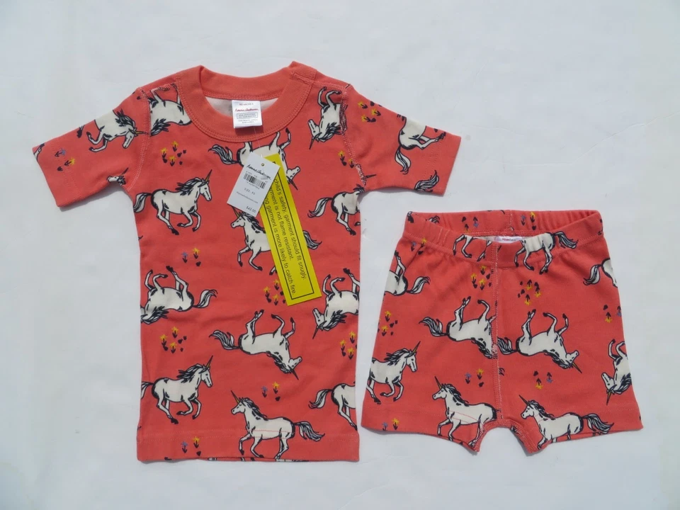 Pijama Hanna Andersson 90 Meninas 3T Curto John Algodão Orgânico Unicórnios NOVO - Imagem 1 de 4