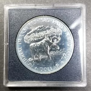 CANADA 1985 PROOF DOLLARO D'ARGENTO PARCHI NAZIONALI CENTENARIO 0,3750 oz ASW - Foto 1 di 4