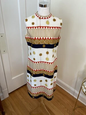 Vestido vintage Leslie Fay Azteca Hippie Boho para mujer talla L años 60/70 ¡Único! Foto 1 de 4