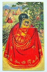 CHICAGO COVER Post Card MECHANICAL IC BAKING POWDER ADV INDIAN WOMAN PAPOOSE - Picture 1 of 4