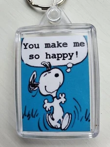 Snoopy you make me so happy  Large Keyring Key Ring Fob Chain Gift - Picture 1 of 1