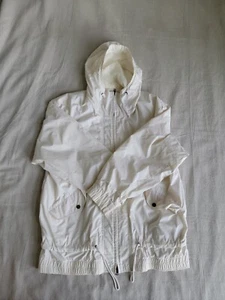 Vintage London Fog Womens Jacket M Petite White Cream Full Zip Hooded Cinch READ - Picture 1 of 22