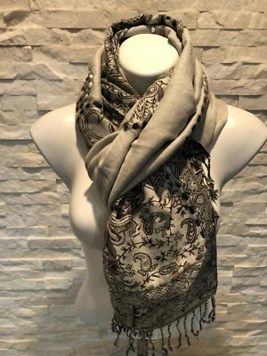 Новый с Ярлыками коллекции 18 шарф черный и серый пейсли синий зеленый коричневый вышивка O/S - Изображение 1 из 4