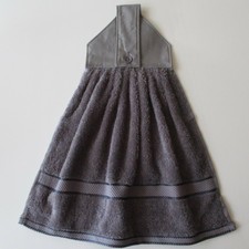Jazberryz Plain Grey Tops on Grey Kitchen Hanging Hand Towel Button Close New