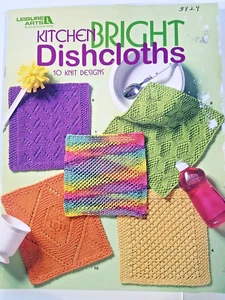 Leisure ARTS 3824 BRIGHT KITCHEN DISHCLOTHS 10 knit designs 16pg booklet 2004 - Picture 1 of 5