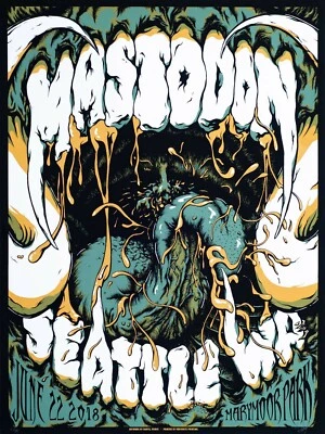 MASTODON - 18x24 artist signed original screenprint show poster - Seattle 2018 - Image 1 of 4