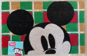 NEW Disney Mickey Mouse Head Snowflake Outdoor Holiday Door Mat Christmas NWT - Picture 1 of 2