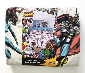 MARVEL COMICS CHARACTERS Reversible SINGLE Bed Quilt Cover Set Cotton/Polyester - Bild 1 von 6