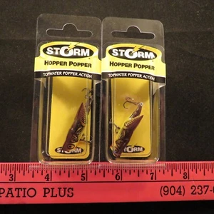 Lot of 2 Storm Hopper Popper Topwater HP04 521 Brown Yellow NIB 1/16oz 1-1/2" ** - Picture 1 of 5