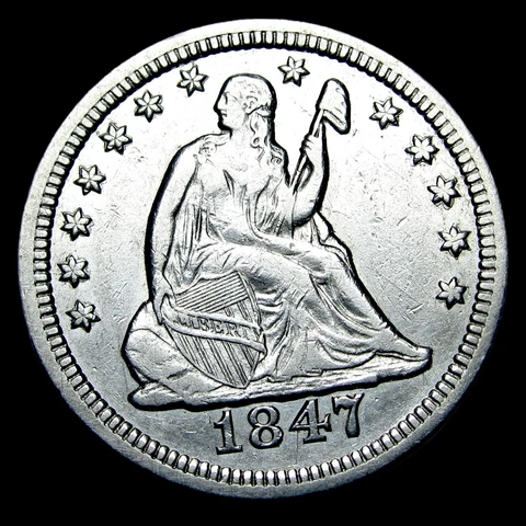 1847 Seated Liberty Quarter Silver ---- Stunning Coin ---- #UU699 Cover