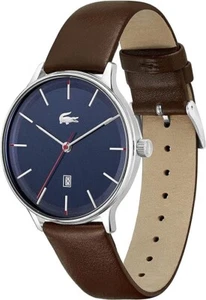 Lacoste Men's Watch With 40 mm Black Face & Bourbon Brown Tone Leather Band - Picture 1 of 4