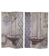 PARAVENTO SEPARE' 3 ANTE STAMPO TELA DECORO PRIVACY MARE BARCHE H180
