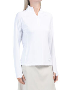 NWT Ladies ADIDAS White 1/4 Zip Long Sleeve Mock Golf Tennis Shirt L & XL