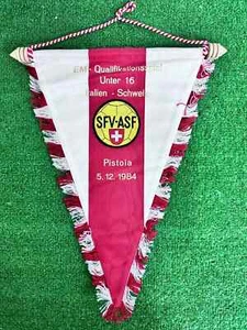 GAGLIARDETTO DA GARA PENNANT ITALIA SVIZZERA NO MAGLIA SHIRT MATCH WORN - Foto 1 di 3