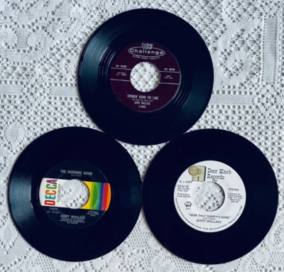 Lot Of 3 Jerry Wallace - 45RPM -  The Morning After, You've Still Got Me - Promo - Image 1 of 2