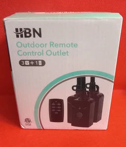 HBN Outdoor Indoor Wireless Remote Control Outlet w Remote 100FT Range (x3) MIB - Picture 1 of 13