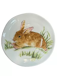 Maxcera Corp Watercolor Bunny Rabbit Luncheon Salad Plates 9.5” Lot Set Of 2 NEW - Picture 1 of 7
