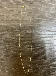 14K Yellow Gold Necklace- 18 inches - Ten Bezel Diamond Chain Necklace -- 2.2g - Picture 1 of 6