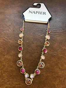 Napier Women's Multi color gem Necklace Gold-Tone Length 17" NWT - Picture 1 of 1