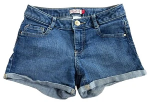 Girl's So Denim Shorts Sz 12 Regular Cuffed Jean Short Medium Blue Wash Stretch - Picture 1 of 4