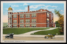 Postcard Johnson City NY - High School Old Cars