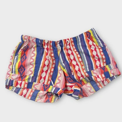 Pantalones Cortos Mossimo Naranja Brillante Azul Tribal Azteca Talla 7 Boho Oeste Suroeste Foto 1 de 4