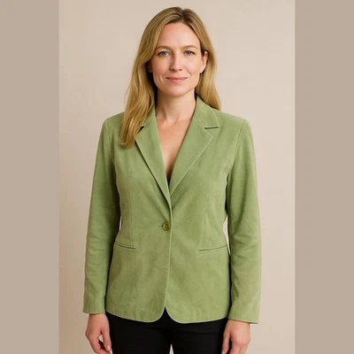 Abrigo Chaqueta Denim & Co Verde Claro Gamuza Cuero Forrado Largo Medio L Nuevo con Etiquetas Foto 1 de 4