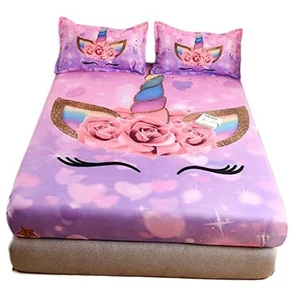Unicorn Sheets Queen for Girls Princess Bedding Sets 3 Pieces Flowers Bed Set - Picture 1 of 7